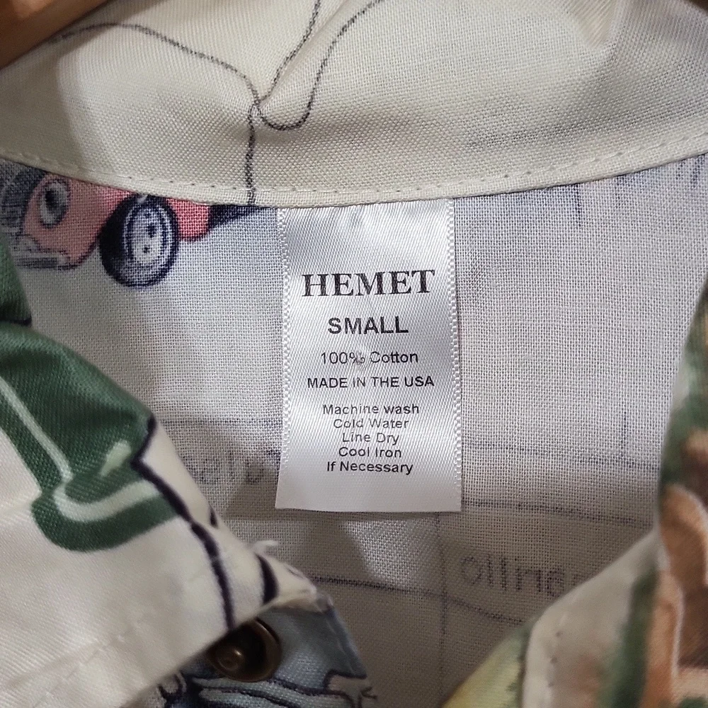 Hemet Men's Small Route 66 Themed Short Sleeve Button Down Shirt - Picture 2 of 4